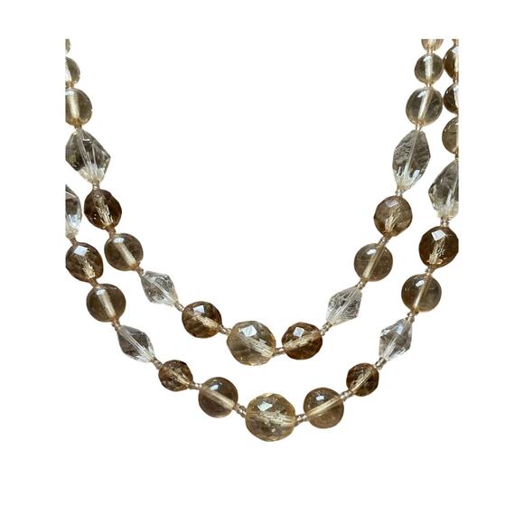 Womens/Teen Double Tier Necklace and Bracelet Wrap style Amber and clear beads - Picture 4 of 4